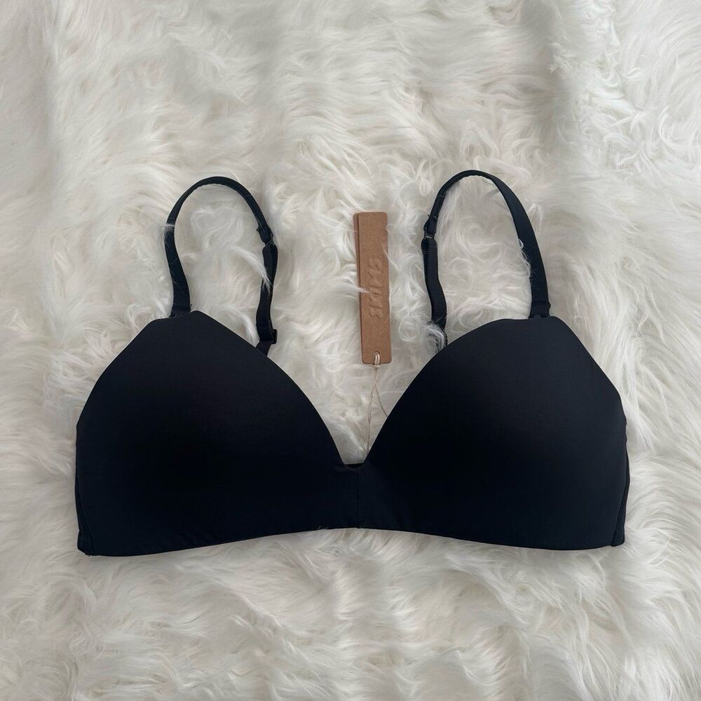 Skims Wireless Form Maternity T-Shirt Demi Nursing Bra Onyx Size 34B
